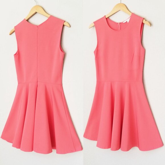 Diane Von Furstenberg DVF Jeannie Knit Fit Flare Dress 6 Coral Pink Stretch $365 - Picture 2 of 16